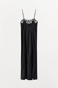 SATIN EFFECT LACE DRESS