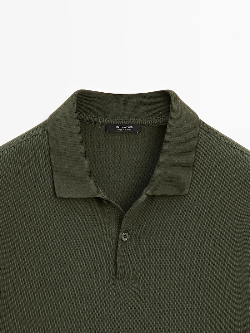 Micro textured piqué cotton polo shirt
