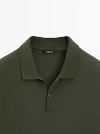 Micro textured piqué cotton polo shirt