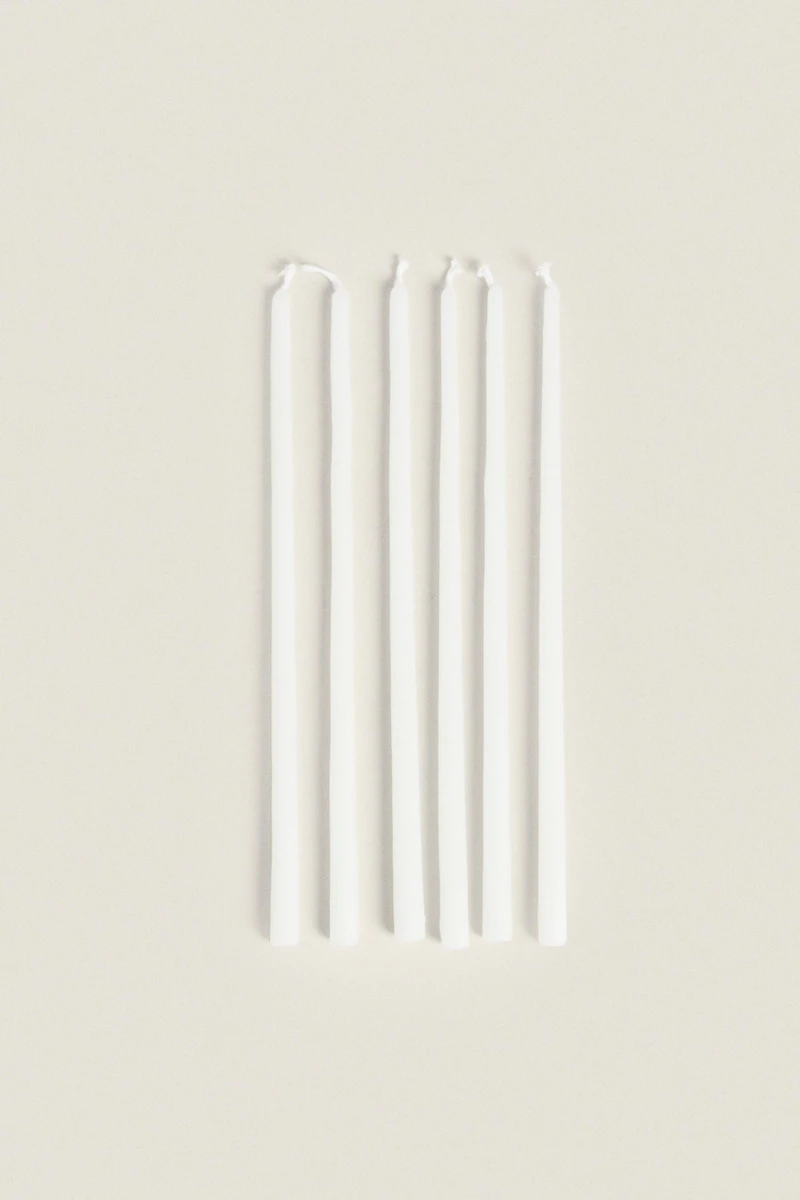 SET OF DECORATIVE CYLINDRICAL LONG TAPER CANDLES (SET OF 6)