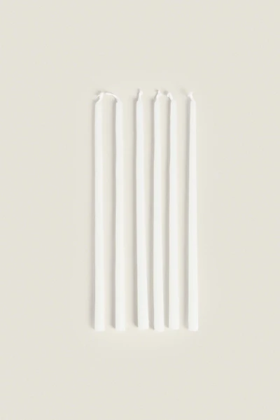 SET OF DECORATIVE CYLINDRICAL LONG TAPER CANDLES (SET OF 6)