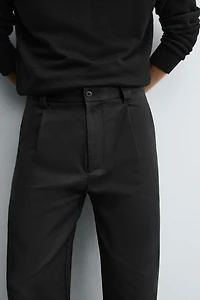 COTTON - LYOCELL PLEATED PANTS