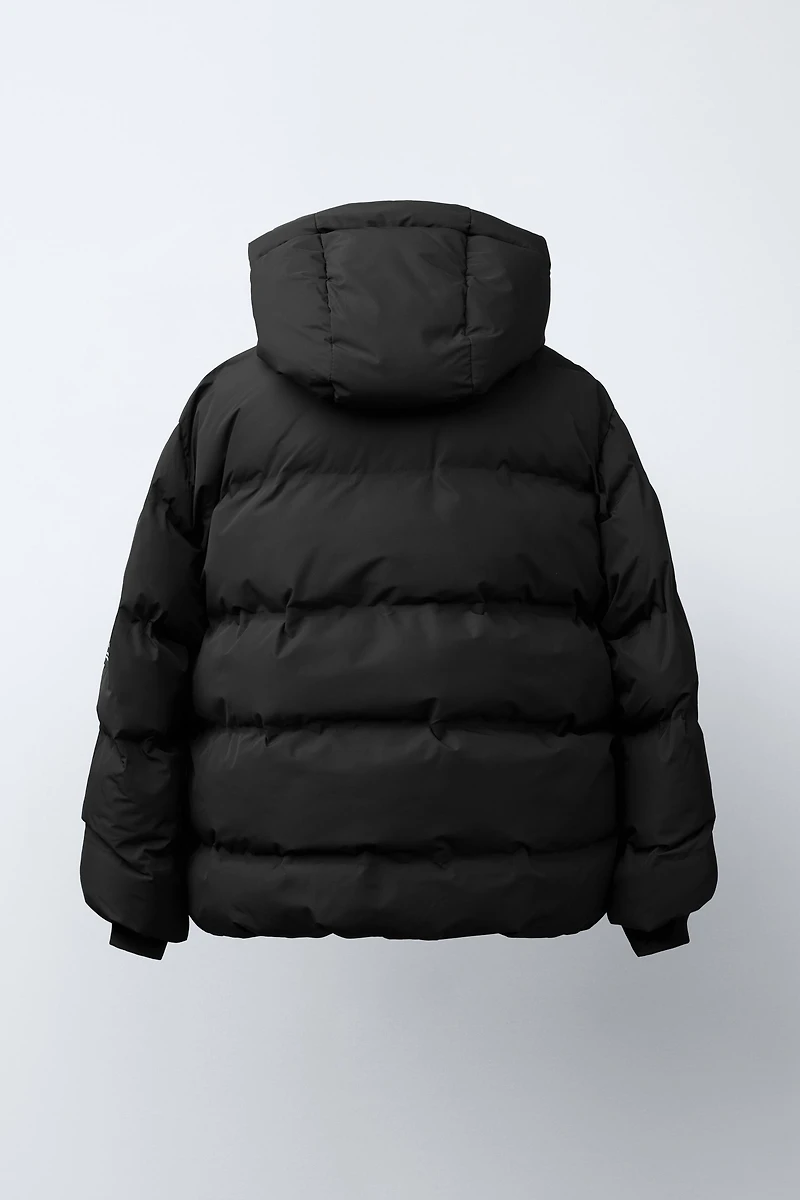 WATER REPELLENT PUFFER COAT WITH LABEL