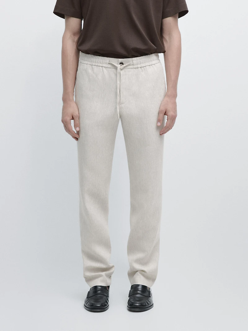 Linen jogger fit trousers