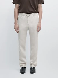 Linen jogger fit trousers
