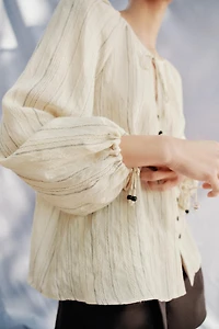 STRIPED BLOUSE WITH BOWS