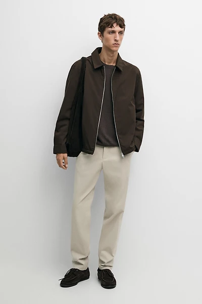 Cotton blend slim fit pants