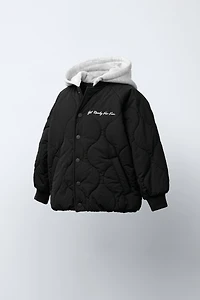 WATER REPELLENT HOODED PADDED BOMBER JACKET