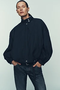 PINSTRIPED BOMBER JACKET