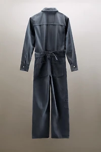 TRF WASHED EFFECT DENIM JUMPSUIT