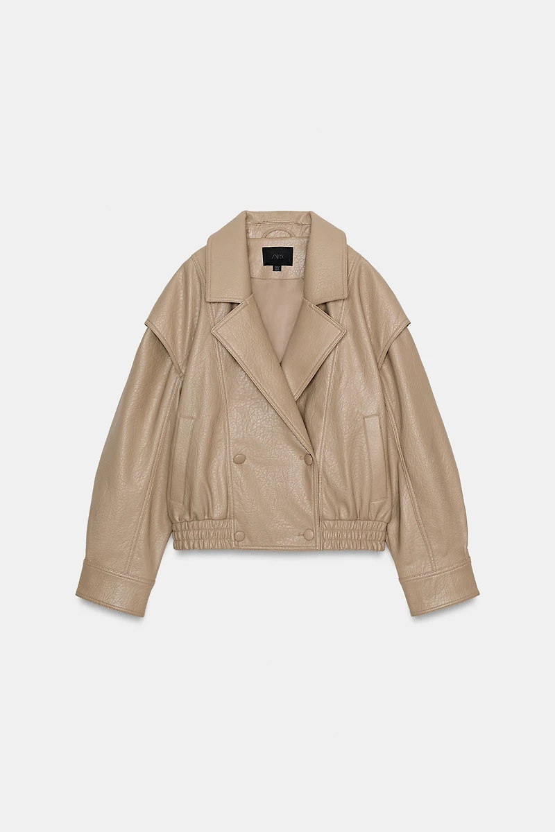 FAUX LEATHER BOMBER JACKET