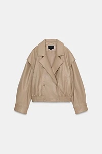 FAUX LEATHER BOMBER JACKET