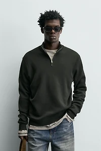 PULL EN COTON À COL ZIPPÉ
