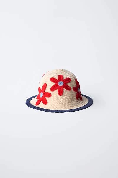 CROCHET KNIT FLOWER HAT