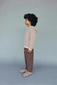 STRIPED KNIT HOODIE