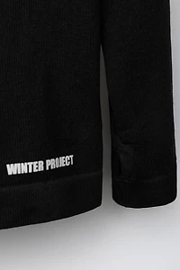 RIBBED T-SHIRT WITH RAISED TEXT