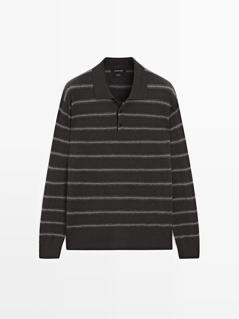 Pull polo en maille à rayures