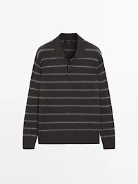 Pull polo en maille à rayures