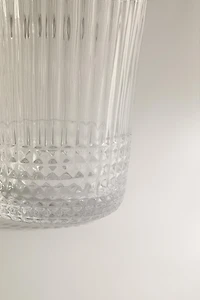 GLASS MUG WITH A RAISED GEOMETRIC DESIGN