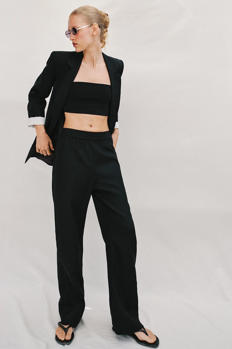 LINEN STRAIGHT LEG PANTS