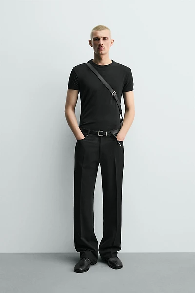 FLARE FIT TEXTURED PANTS