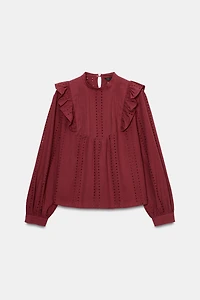 ROMANTIC PERFORATED EMBROIDERED BLOUSE