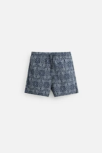 PAISLEY PRINT MID-LENGTH SWIMSUIT