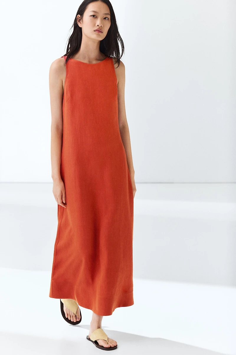 100% linen halter dress