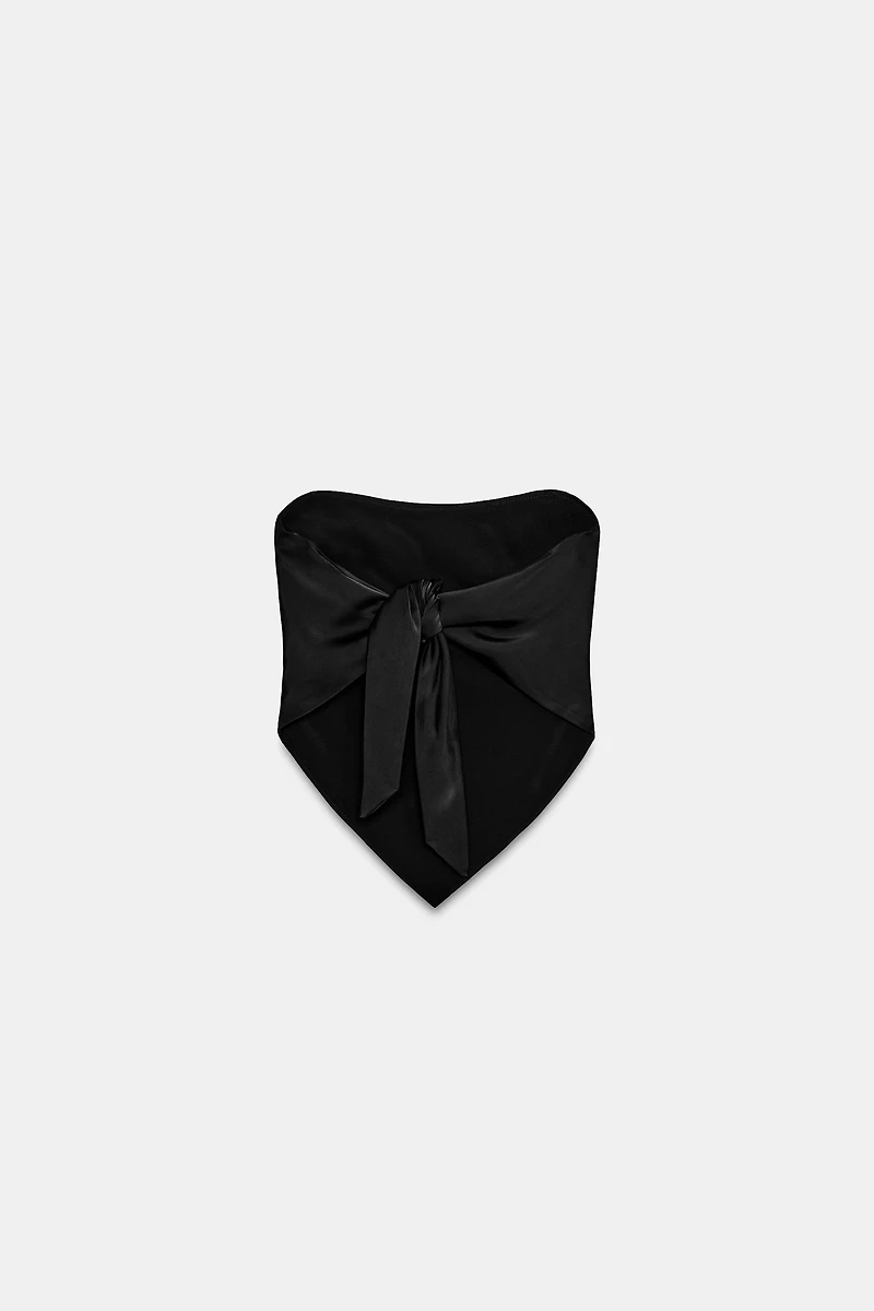 SATIN EFFECT TIE BANDEAU TOP