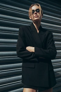 OVERSIZED DOUBLE BREASTED PINSTRIPE BLAZER