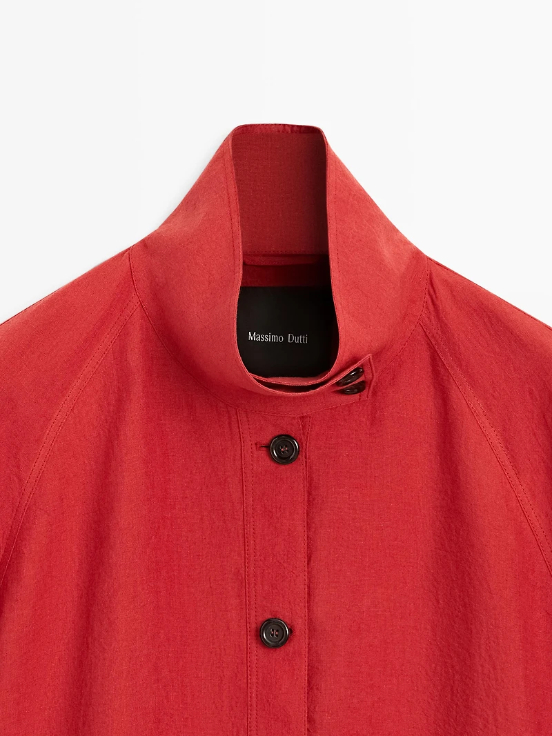 Linen puff bomber jacket