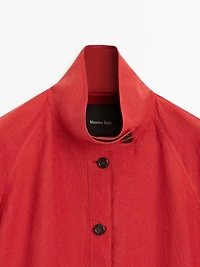 Linen puff bomber jacket