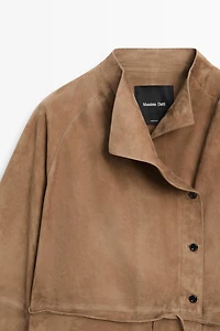 Veste à cordon en cuir et daim