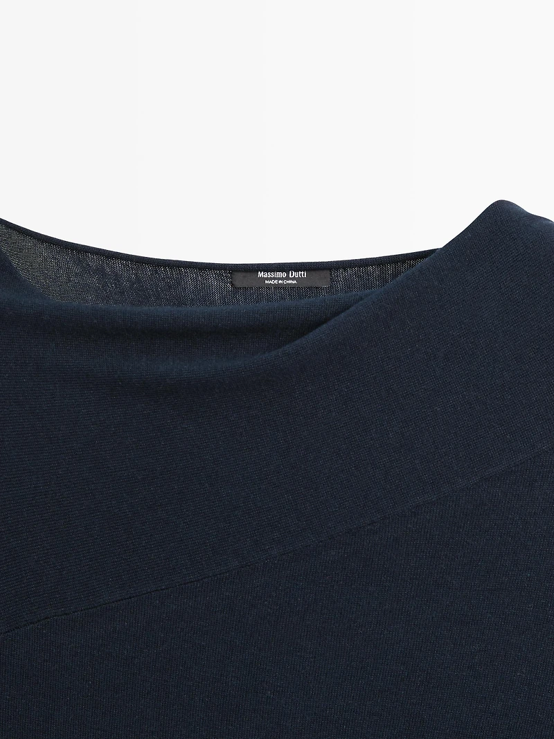 Pull en maille avec écharpe soie mélangée - STUDIO