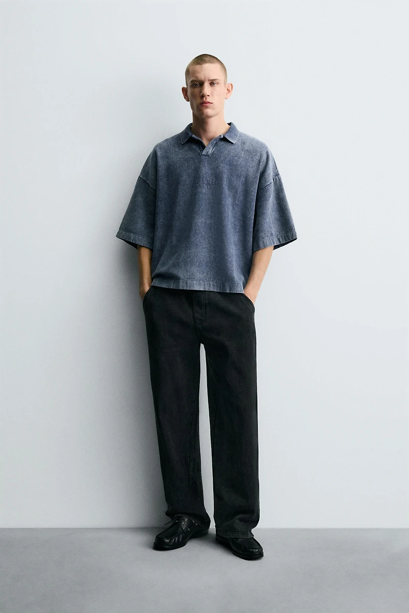 WASHED TEXTURED POLO