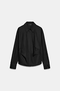 PLEATED WAIST POPLIN SHIRT