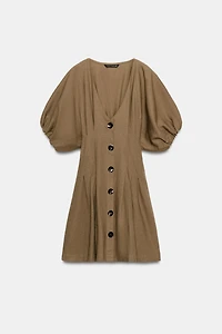 LINEN BLEND MINI DRESS