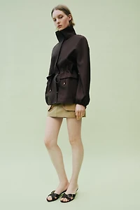 HIGH COLLAR JACKET WITH ADJUSTABLE WAIST