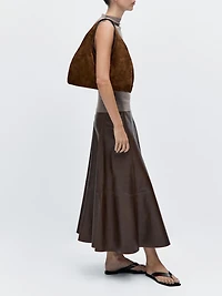 Sac lady moyen format en croûte de cuir
