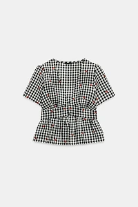 TOP À CARREAUX VICHY BRODERIES CERISES