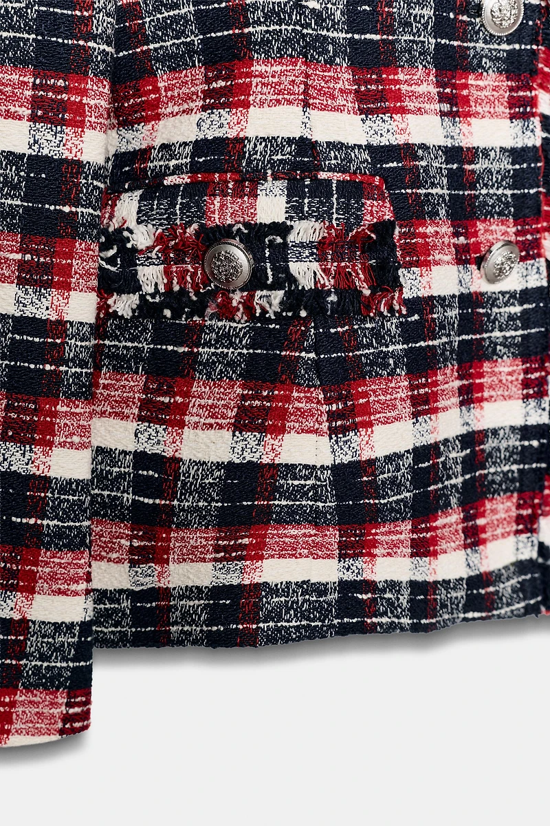VESTE PEPLUM À CARREAUX ZW COLLECTION