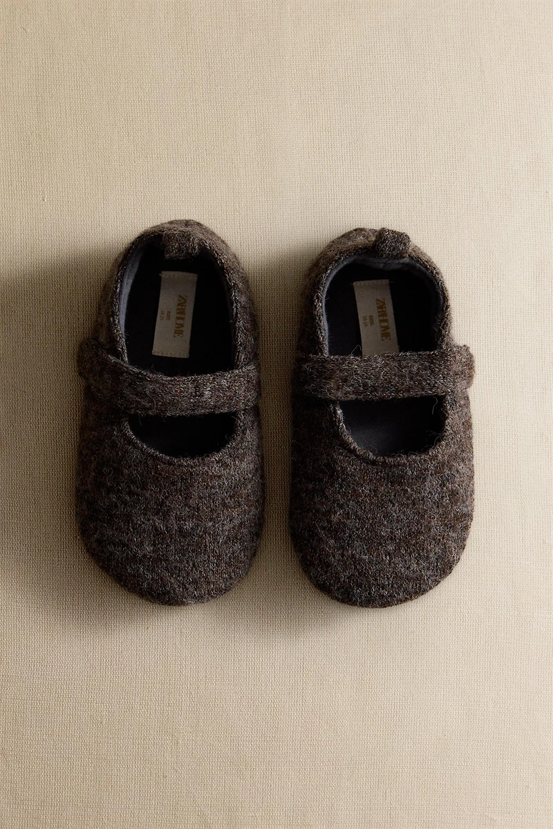 KIDS WOOL EFFECT BALLET FLATS
