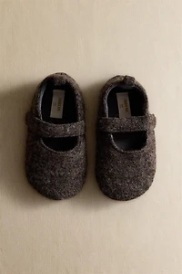 KIDS WOOL EFFECT BALLET FLATS