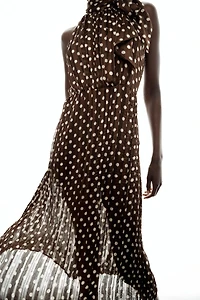 TIED POLKA DOT MIDI DRESS