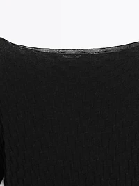 Long sleeve textured 100% cotton top
