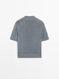 Pull maille coton mélangé col montant