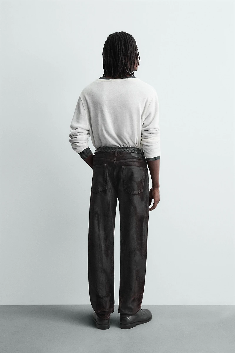 FLOCKED STRAIGHT FIT JEANS