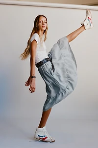 100% RAMIE TIERED MIDI SKIRT