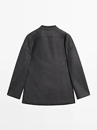 Knickerbocker yarn effect wool blend shirt with horn button detail