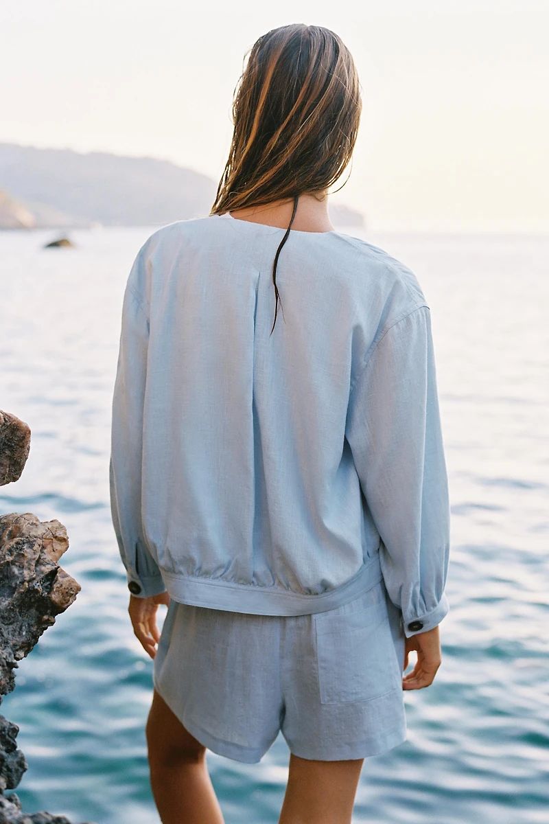 LINEN BOMBER JACKET
